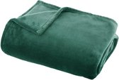 Fleece deken/fleeceplaid groen 130 x 180 cm polyester - Bankdeken - Fleece plaid