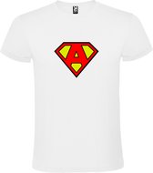 Wit T shirt met print van "letter A “ Superman “ Logo print Rood / Geel size XXXL