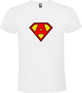 Wit T shirt met print van "letter A “ Superman “ Logo print Rood / Geel size S