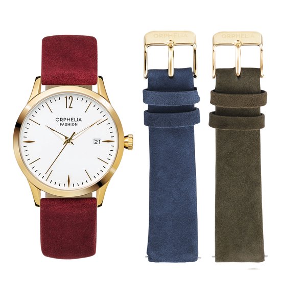 Orphelia Fashion Ladies Analogue Watch Suede 3 Straps