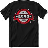 2003 Premium Quality | Feest Kado T-Shirt Heren - Dames | Rood - Zilver | Perfect Verjaardag Cadeau Shirt | Grappige Spreuken - Zinnen - Teksten | Maat XL