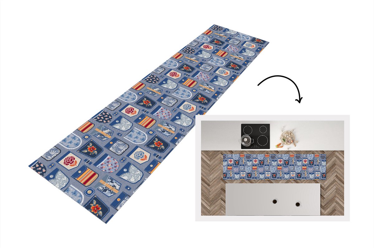 KitchenYeah Keukenloper - Loper keuken - Broek - Denim - Patch - Patronen - Keukenloper vinyl, foto 2