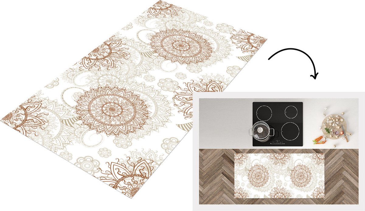 KitchenYeah Keukenloper - Loper keuken - Mandala - Azië - Patronen - Zen - 120x60 cm - Keukenloper vinyl Multicolor