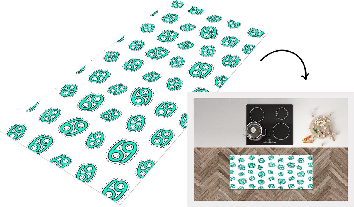 KitchenYeah Keukenloper - Loper keuken - Kreeft - Astrologie - Zodiac - Design - 120x50 cm - Keukenloper vinyl Multicolor