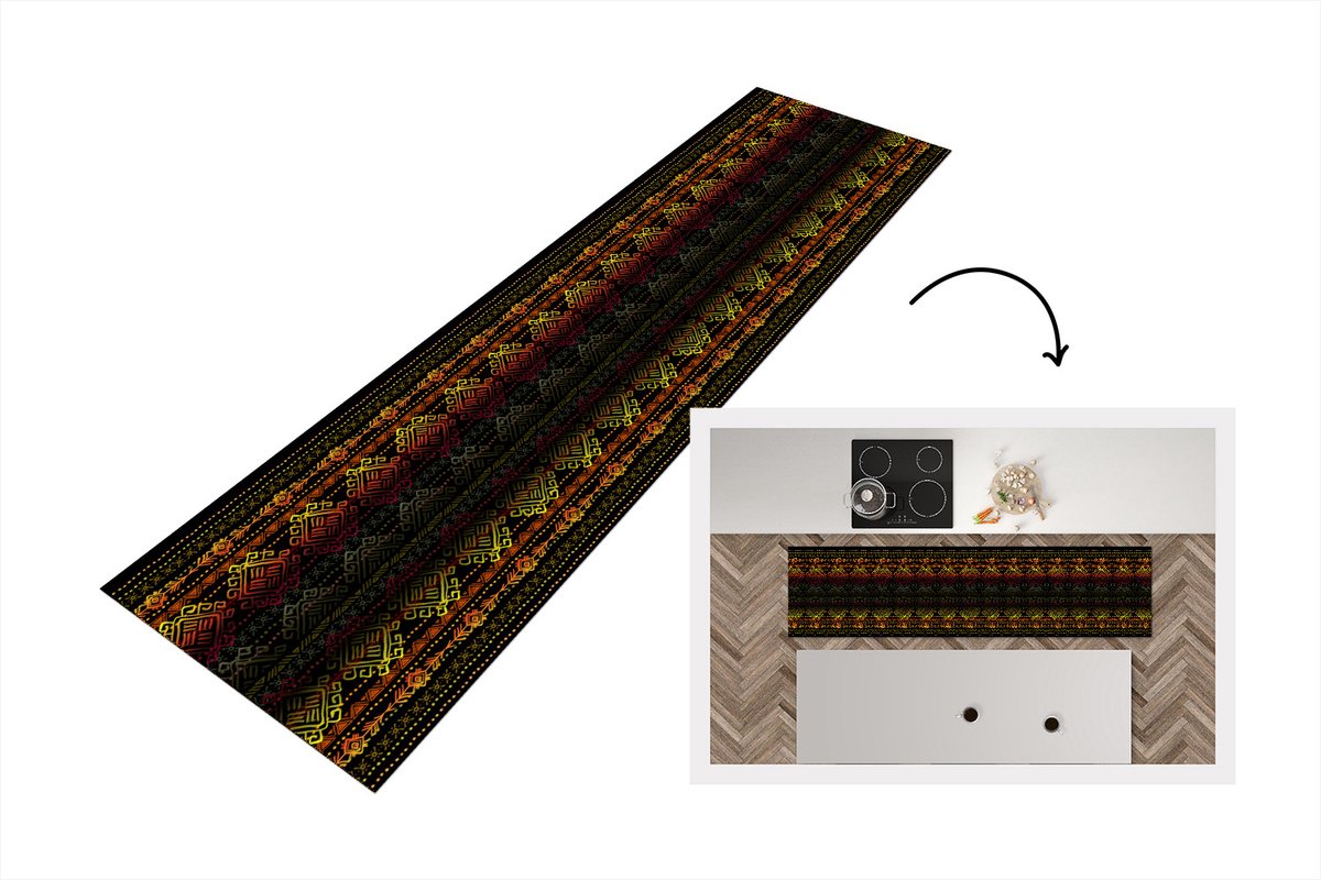 KitchenYeah Keukenloper - Loper keuken - Afrika - Patronen - Abstract - 200x50 cm - Keukenloper vinyl Multicolor