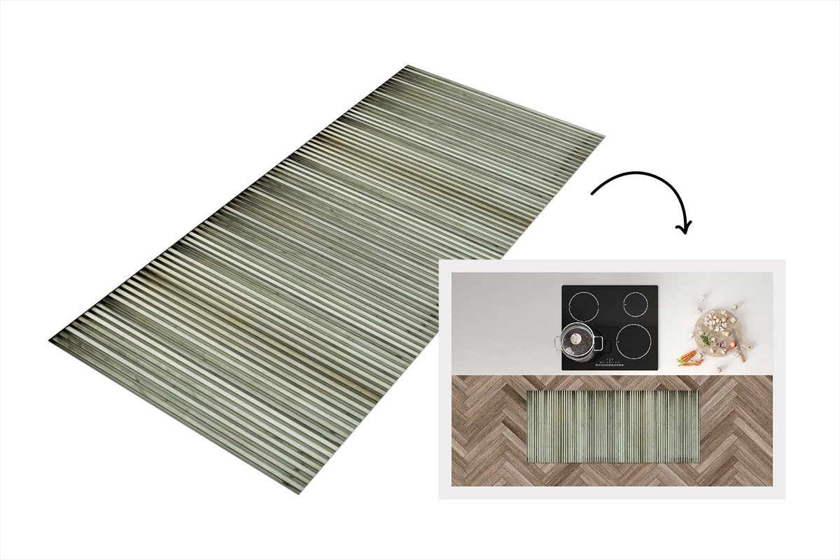 KitchenYeah Keukenloper - Loper keuken - Retro - Industrieel - Golfplaat - Patronen - 120x50 cm - Keukenloper vinyl Multicolor