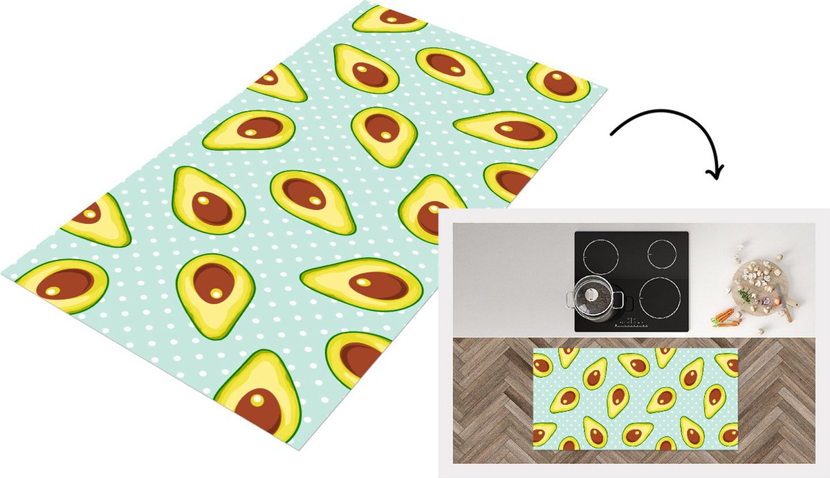KitchenYeah Keukenloper - Loper keuken - Avocado - Patronen - Stippen - 120x60 cm - Keukenloper vinyl Multicolor