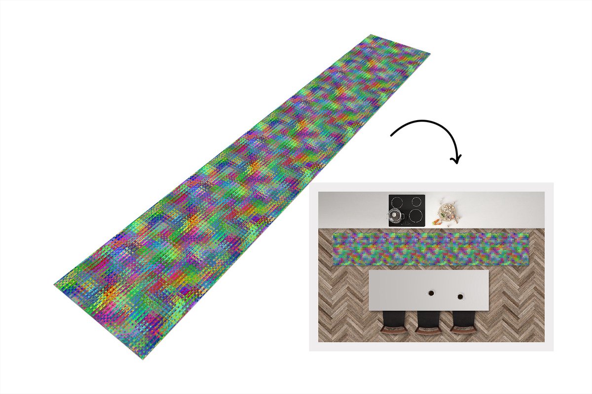 KitchenYeah Keukenloper - Loper keuken - Psychedelic - Patronen - Regenboog - 300x50 cm - Keukenloper vinyl Multicolor