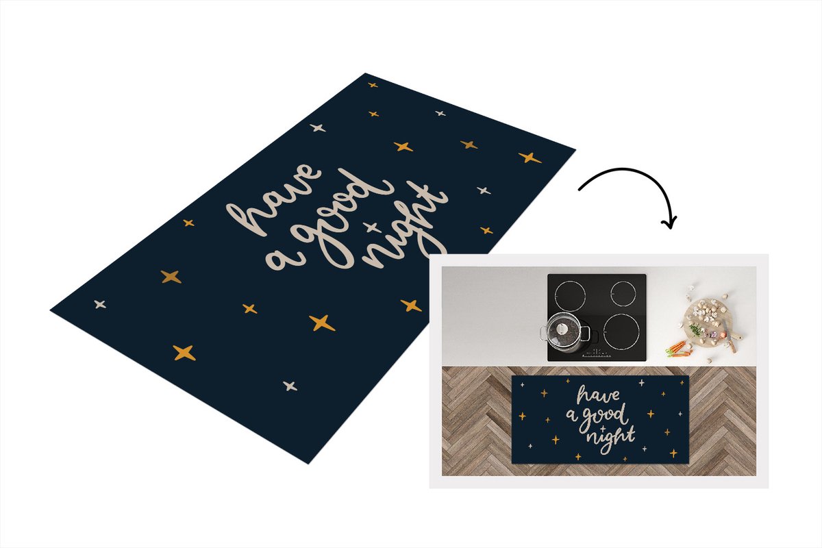KitchenYeah Keukenloper - Loper keuken - Quotes - Baby - Spreuken - Have a good night - 120x60 cm - Keukenloper vinyl Multicolor
