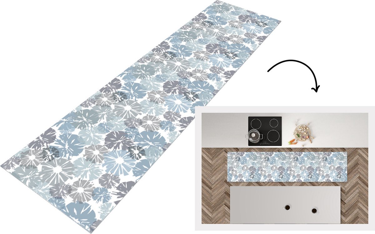 Keukenloper - Loper keuken - Bloemen - Abstract - Patroon - 200x50 cm - Keukenloper vinyl