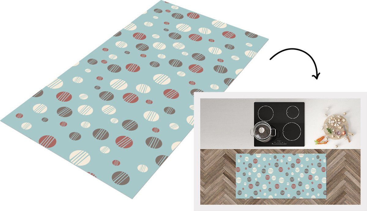 KitchenYeah Keukenloper - Loper keuken - Stippen - Patronen - Pastel - 120x60 cm - Keukenloper vinyl Multicolor