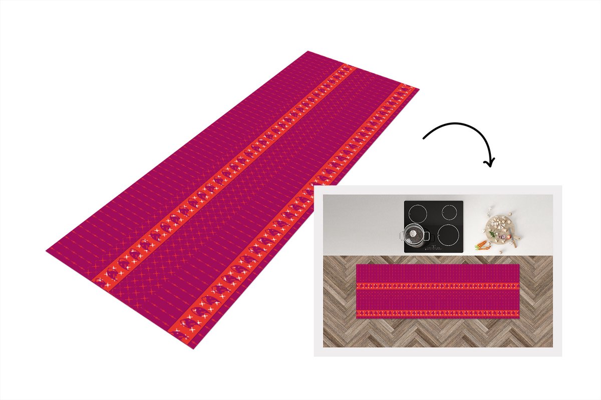 KitchenYeah Keukenloper - Loper keuken - Olifant - Design - Roze - Keukenloper vinyl, foto 3