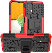 Rugged Kickstand Back Cover - Samsung Galaxy A13 4G Hoesje - Rood