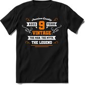 9 Jaar Legend - Feest cadeau kinder T-Shirt Jongens - Wit / Oranje - Perfect Verjaardag Cadeau Shirt - grappige Spreuken, Zinnen en Teksten. Maat 92