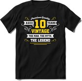10 Jaar Legend - Feest cadeau kinder T-Shirt Jongens - Wit / Geel - Perfect Verjaardag Cadeau Shirt - grappige Spreuken, Zinnen en Teksten. Maat 164