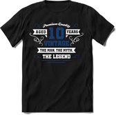 10 Jaar Legend - Feest cadeau kinder T-Shirt Jongens - Wit / Donker Blauw - Perfect Verjaardag Cadeau Shirt - grappige Spreuken, Zinnen en Teksten. Maat 164