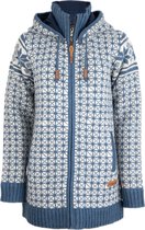 SHAKALOHA Gebreid Wollen Dames Vest van Schapenwol met Katoenen Voering en afneembare capuchon - W Chrystal ZH WhiteBlue M