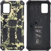 Samsung Galaxy A71 (4G) Hoesje - Rugged Extreme Backcover Army Camouflage met Kickstand - Groen