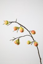 Kunstfruit peer - topkwaliteit decoratie - Rood - zijden tak - 110 cm hoog