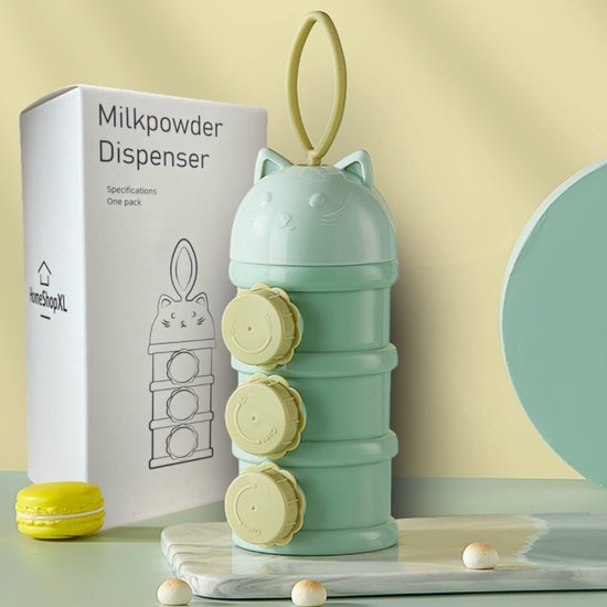 HSXL - Melkpoeder Doseerdoosjes - Melkpoeder Toren - BPA Vrij - 3 Compartimenten - Groen - Kraamcadeau - Bewaarbakjes Babyvoeding - Dispenser - Poedertoren - Melkpoeder Bewaardoos - Babyvoeding Bewaarbox - Reisbox van H&S — afbeelding 5