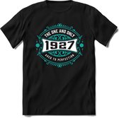 1927 The One And Only | Feest Kado T-Shirt Heren - Dames | Cobalt - Wit | Perfect Verjaardag Cadeau Shirt | Grappige Spreuken - Zinnen - Teksten | Maat XL