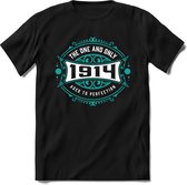 1914 The One And Only | Feest Kado T-Shirt Heren - Dames | Cobalt - Wit | Perfect Verjaardag Cadeau Shirt | Grappige Spreuken - Zinnen - Teksten | Maat XL