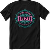 1970 The One And Only | Feest Kado T-Shirt Heren - Dames | Cobalt - Licht Roze | Perfect Verjaardag Cadeau Shirt | Grappige Spreuken - Zinnen - Teksten | Maat L