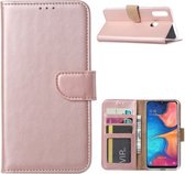 Samsung Galaxy A20s - Hoesje met pasjeshouder - Portemonnee - Bookcase - ROSÉ GOUD