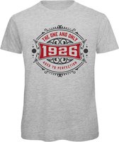 1926 The One And Only | Feest Kado T-Shirt Heren - Dames | Antraciet - Donker Rood | Perfect Verjaardag Cadeau Shirt | Grappige Spreuken - Zinnen - Teksten | Maat XL