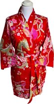DongDong - Originele Japanse kimono kort - Katoen - Draak&Phoenix motief - Rood - L