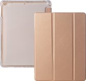 iPad Hoes 2017 / 2018 / Air / Air 2 - Clear Back Folio Cover met Apple Pencil Opbergvak - Magnetische iPad Case - Goud - Schokbestendige iPad Hoesje - Geschikt voor Apple iPad 5e /