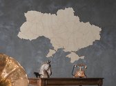 HOUTEN WANDDECORATIE / WOODEN WALL DECORATION - MUURDECORATIE / WALL ART - LANDKAART OEKRAÏNE / COUNTRY MAP UKRAINE - 145 x 97cm - LICHT HOUT / NATURAL WOOD - WANDFIGUUR - Україна