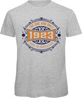 1923 The One And Only | Feest Kado T-Shirt Heren - Dames | Donker Blauw - Goud | Perfect Verjaardag Cadeau Shirt | Grappige Spreuken - Zinnen - Teksten | Maat XXL