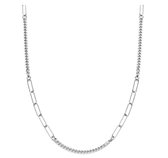 Superbe Collier Argent Gourmette et Trombone 45 Paperclip 16