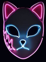 Pico NL® Anime Masker Vos - Purge Masker - Glow in the Dark Masker - Met Roze Led Verlichting
