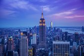 Peinture - Empire State Building at night, USA, NYC, Blauw, Premium Print