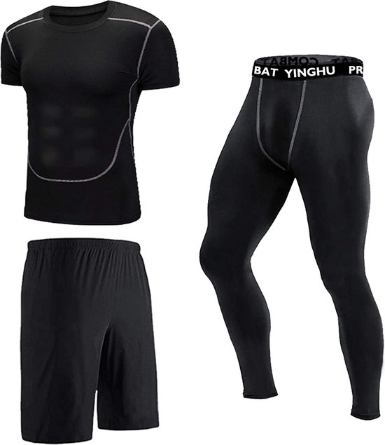 HULG 3 Pack Compressie Shorts Heren Running Base Layer Shorts