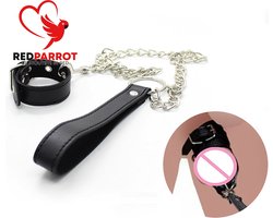 Scrotum bondage met ketting - Balzak stretcher - Lederen riem - Crusher