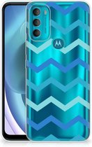 Telefoon Hoesje Motorola Moto G71 5G Siliconen Back Cover Zigzag Blauw