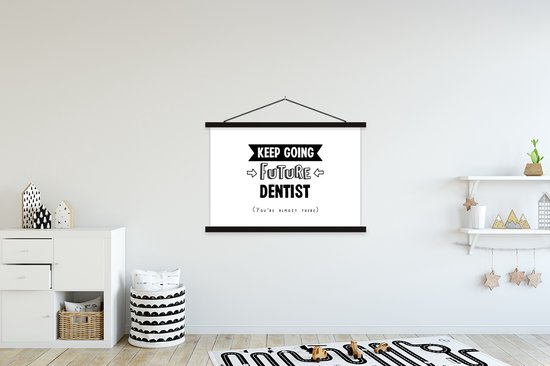 Porte-affiche avec affiche - Affiche scolaire - Dentiste - Éducation - Étudiants - Citations - Étude - 150x100 cm - Lattes noires