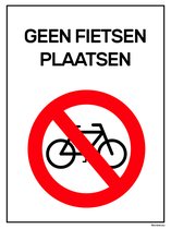 Bord "Geen fietsen plaatsen" - 15 x 20 cm - Voor binnen & buiten - Verboden voor fietsen