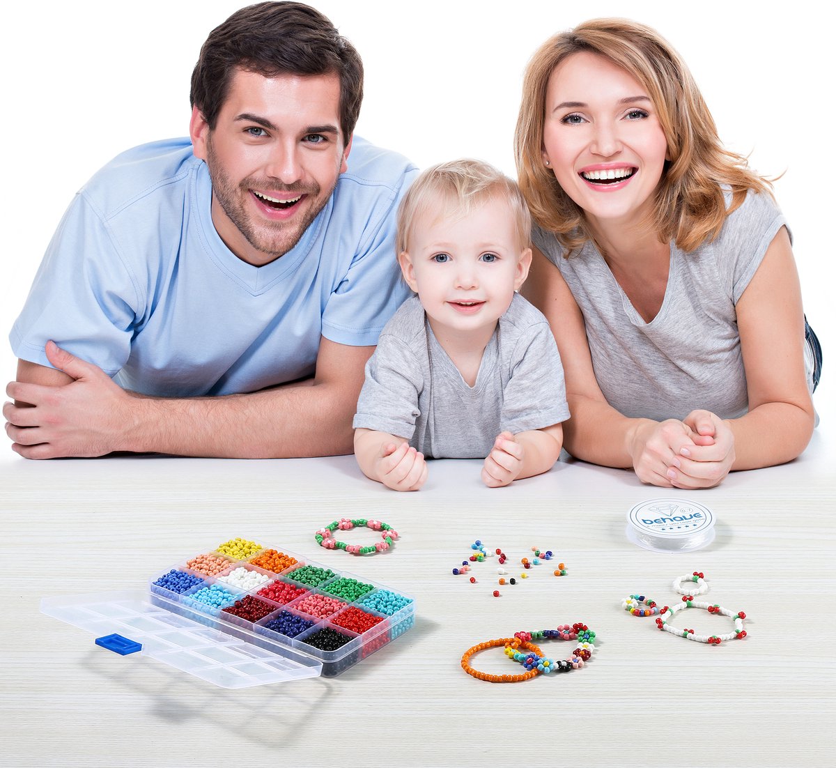 Behave 4500 Glaskralen Set - DIY Sieraden maken - Kralen Set - Rocailles - Bedels - Rijgdraad - 15 Kleuren - 4mm — afbeelding 3