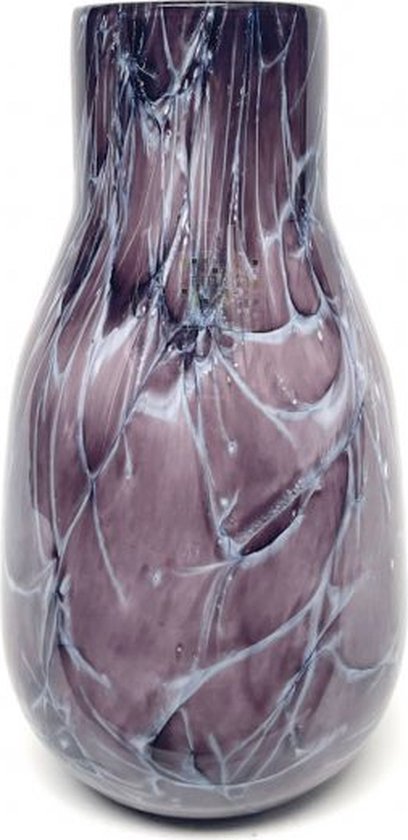 Design vaas Verona - Fidrio MAUVE PURPLE - glas, mondgeblazen bloemenvaas - diameter 11 cm hoogte 36 cm