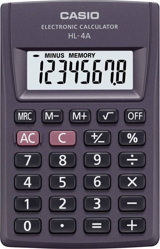 La calculatrice de poche Casio HL-4A fonctionne sur piles Anthracite Nombre  de... | bol.com