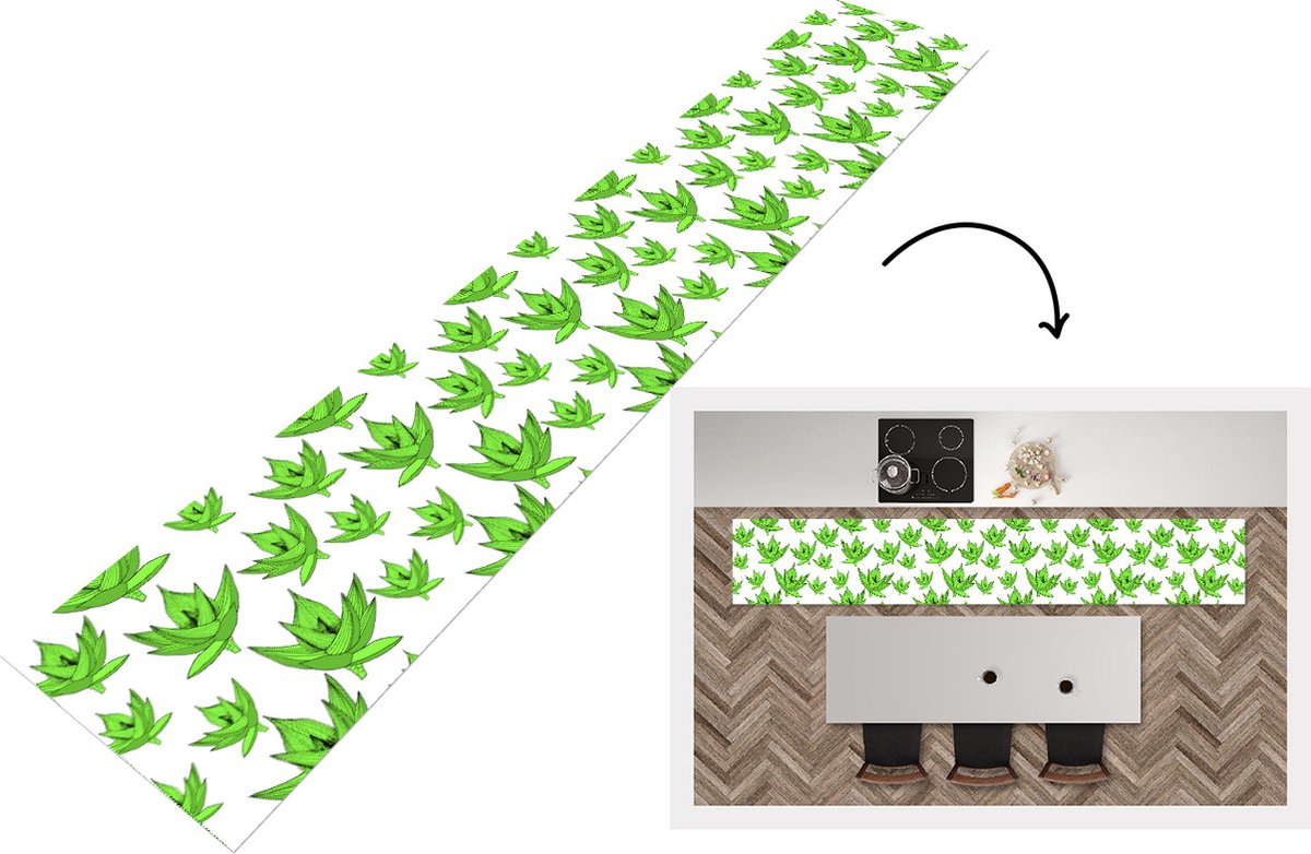 KitchenYeah Keukenloper - Keukenmat - Aloë Vera - Patronen - Planten - Keuken vloerkleed Multicolor