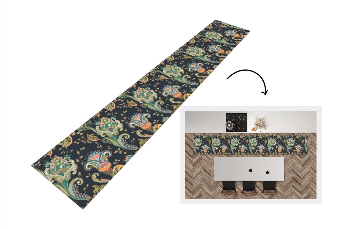 KitchenYeah Keukenloper - Keukenmat - Bloemen - Chic - Vintage - Bohemian - Patroon - Keuken vloerkleed Multicolor