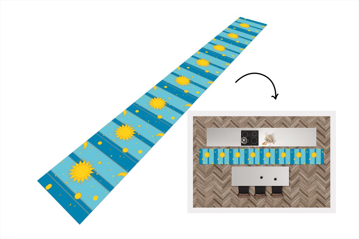 KitchenYeah Keukenloper - Keukenmat - Zon - Maan - Design - Keuken vloerkleed multicolor, foto 3