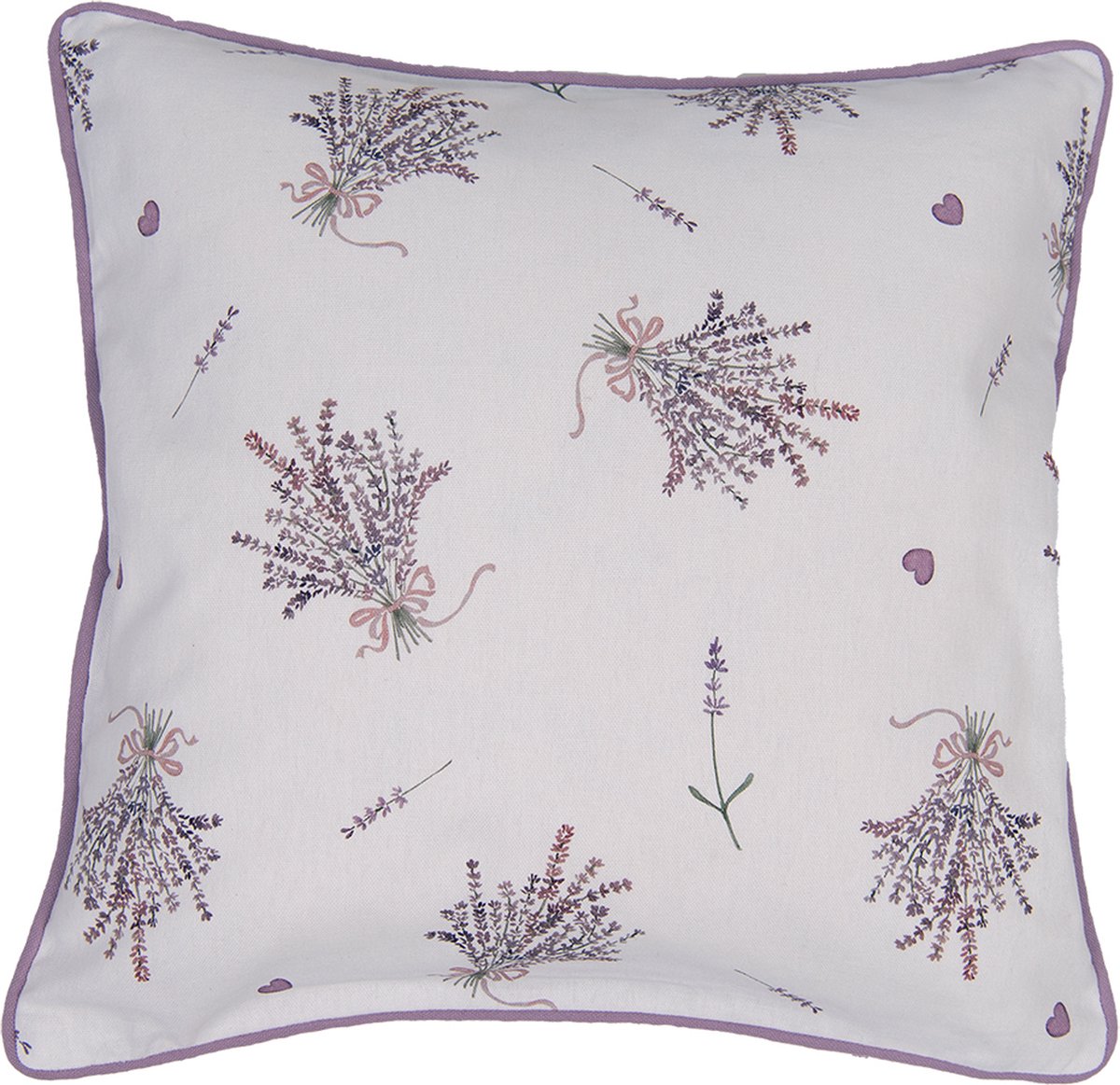 Clayre & Eef Kussenhoes 40x40 cm Paars Wit Katoen Lavendel