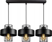 MANDEE.NL - Moderne Hanglamp - Verstelbare Zwarte Plafondlamp - Fire Moderne Zwarte Hanglamp - Woonkamer hanglamp - Langwerpige Zwarte 3 lampen plafondlamp - Rechthoekige Hanglamp