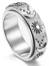 Ocean of Motion Anxiety Ring Stress Ring Fidget Spinner Ring Overprikkeld Brein Worry Ring Titanium Zilver Ringmaat 55/17.50 mm Dames Heren